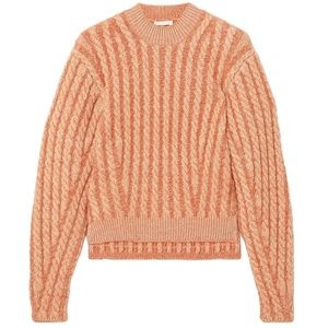Chloe Cable Knit Wool Mohair Sweater M Two-Tone Side Slits